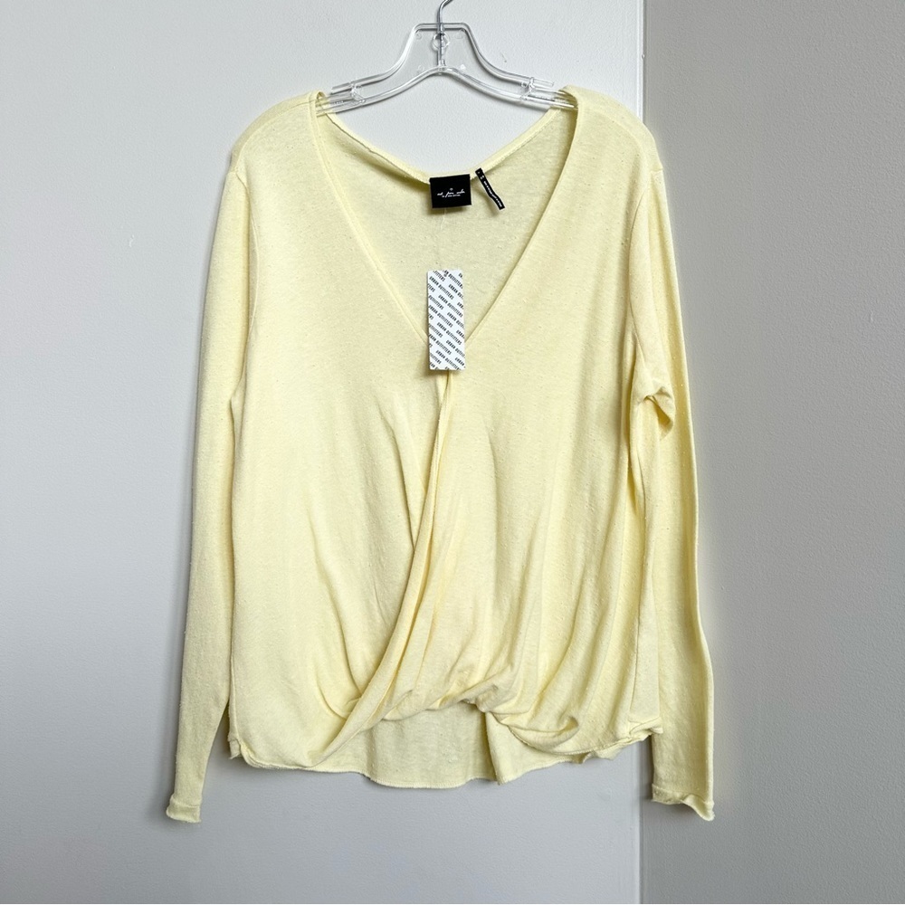 NWT Urban Outfitters Out from Under Pastel Yellow Drape Front Top Cotton